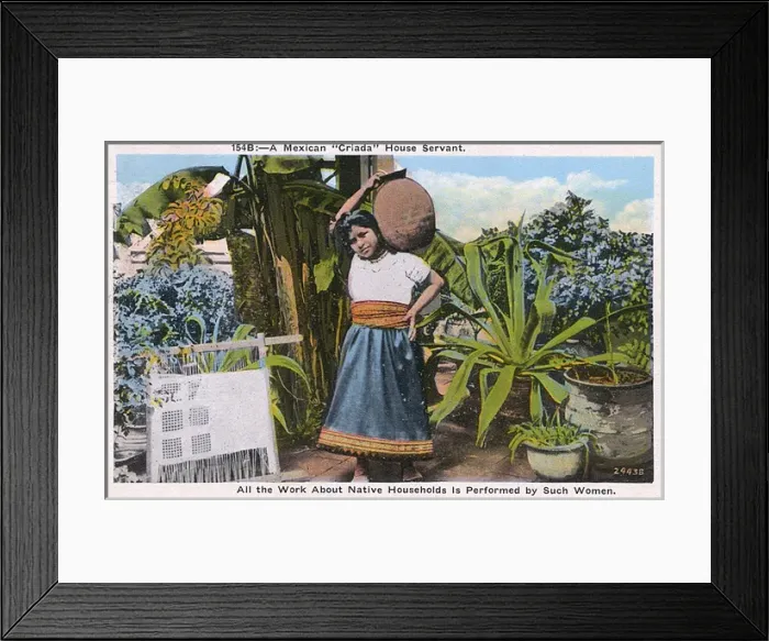 Framed Print : A Mexican Criada (House Servant) carrying a large jar Framed Print : A Mexican Criada (House Servant) carrying a large jar
