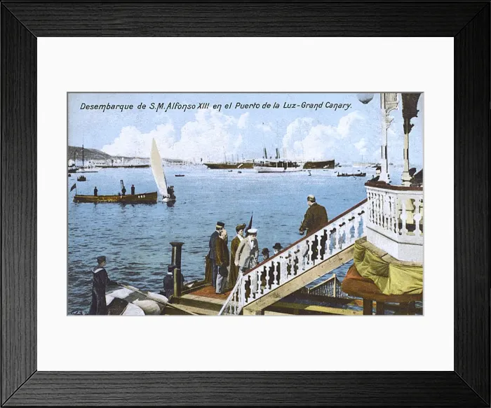 Framed Print : Canary Islands - King Alfonso XIII arrives at Port of Luz Framed Print : Canary Islands - King Alfonso XIII arrives at Port of Luz