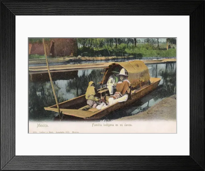 Framed Print : Indigenous Family on their canoe, Mexico Framed Print : Indigenous Family on their canoe, Mexico