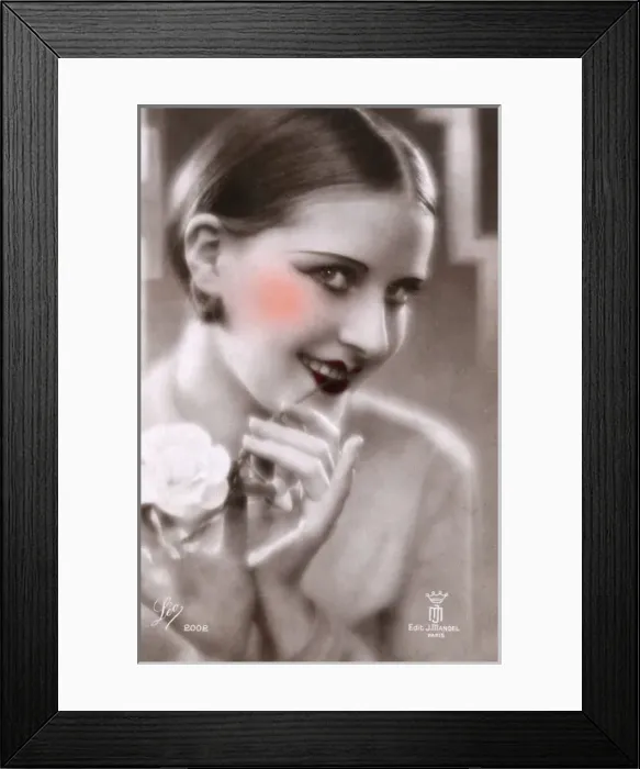 Framed Print : French Model with fun Vampish expression Framed Print : French Model with fun Vampish expression