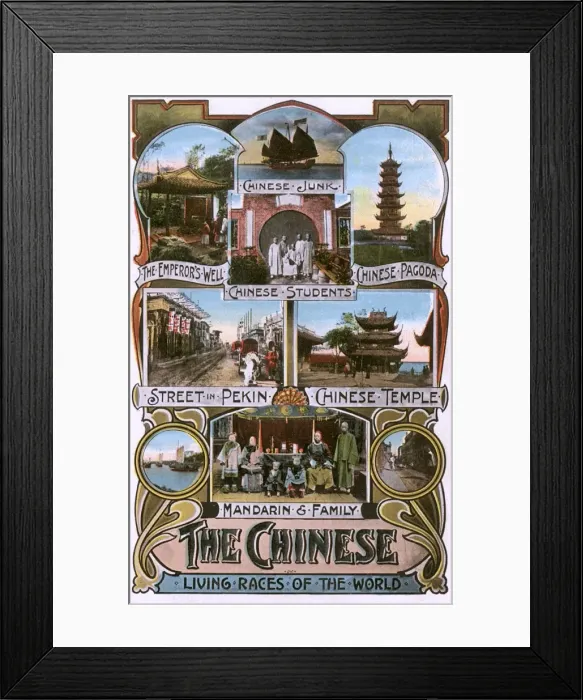 Framed Print : The Chinese - general postcard with scenes of Chinese life Framed Print : The Chinese - general postcard with scenes of Chinese life