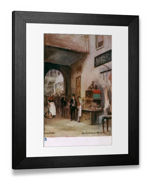 Framed Print : Old Leadenhall Market - Gentleman purchasing a dog Framed Print : Old Leadenhall Market - Gentleman purchasing a dog