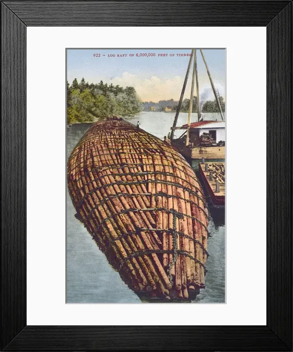 Framed Print : Benson log raft - Columbia River, USA Framed Print : Benson log raft - Columbia River, USA