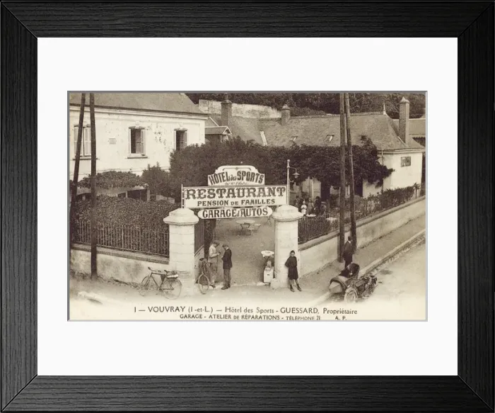 Framed Print : Hotel des Sports - Vouvray, France - Restaurant and Garage Framed Print : Hotel des Sports - Vouvray, France - Restaurant and Garage