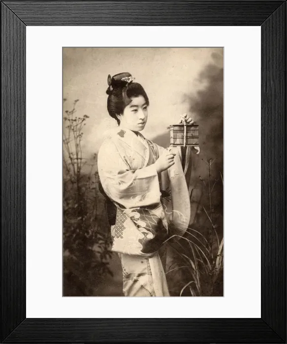 Framed Print : Japan - Geisha with crickets in a small cage Framed Print : Japan - Geisha with crickets in a small cage