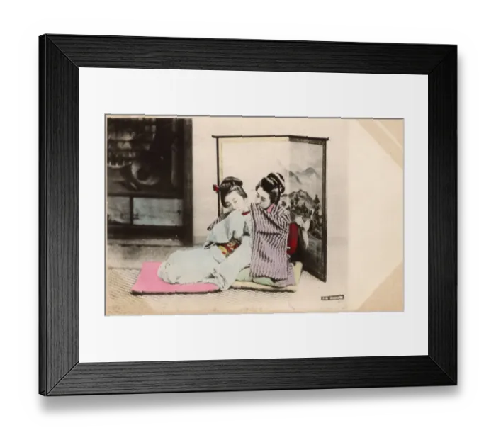 Framed Print : Japan - Two Geisha Girls whispering to each other Framed Print : Japan - Two Geisha Girls whispering to each other