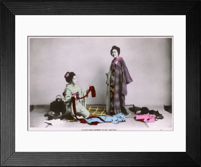 Framed Print : Japanese Woman O-Koto-San dresses to go out visiting Framed Print : Japanese Woman O-Koto-San dresses to go out visiting