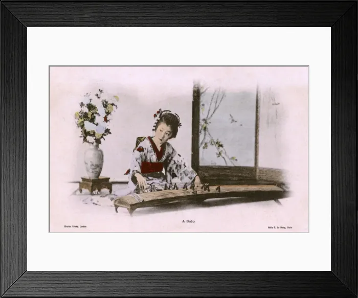 Framed Print : Japan - Woman in a kimono playing a traditional Koto Framed Print : Japan - Woman in a kimono playing a traditional Koto