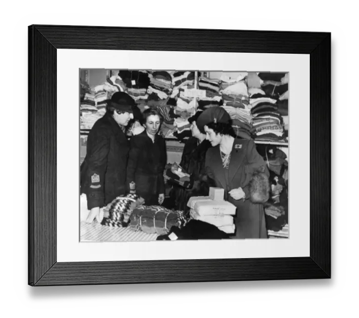 Framed Print : Clothing - Air Raid Victims - Queen Elizabeth & Lady Reading Framed Print : Clothing - Air Raid Victims - Queen Elizabeth & Lady Reading