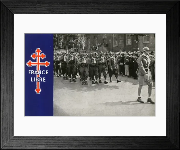 Framed Print : WW2 - Free French Troops march through London Framed Print : WW2 - Free French Troops march through London
