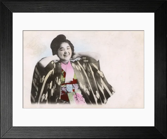 Framed Print : Japanese Geisha laughing Framed Print : Japanese Geisha laughing