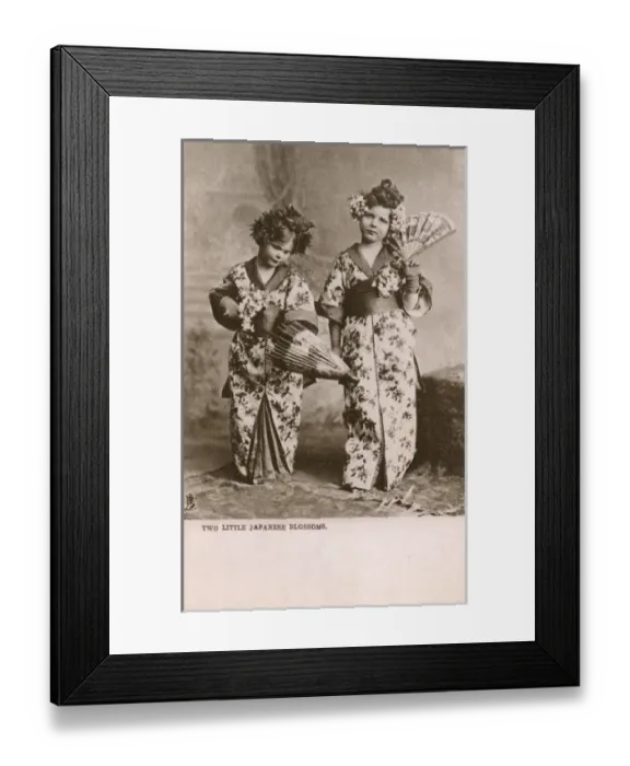 Framed Print : Two Young European Girls dressed up as Japanese Geishas Framed Print : Two Young European Girls dressed up as Japanese Geishas