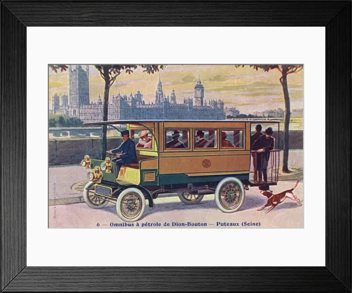 Framed Print : Early petrol bus in London - made by de Dion-Bouton Framed Print : Early petrol bus in London - made by de Dion-Bouton