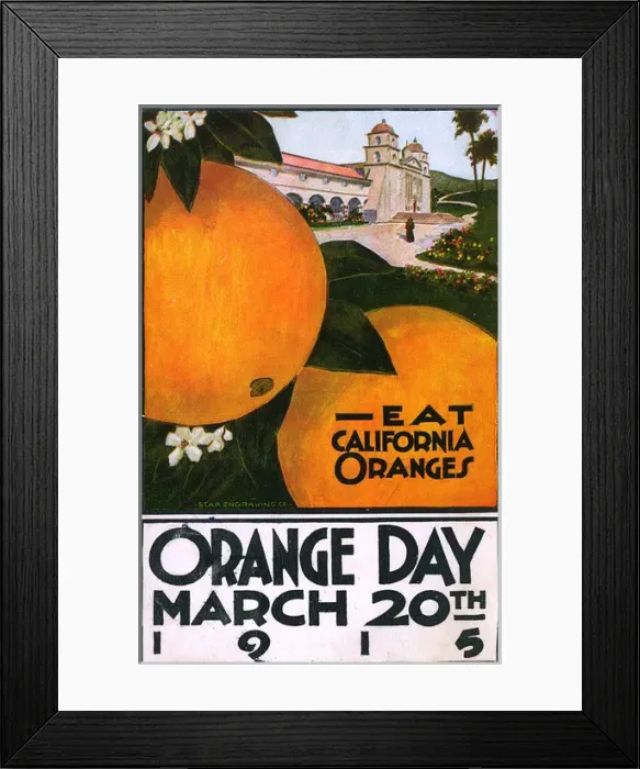 Framed Print : California Oranges - Orange Day - March 20th, 1915 Framed Print : California Oranges - Orange Day - March 20th, 1915