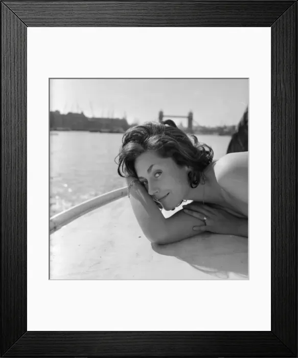 Framed Print : Young woman modelling on a boat Framed Print : Young woman modelling on a boat