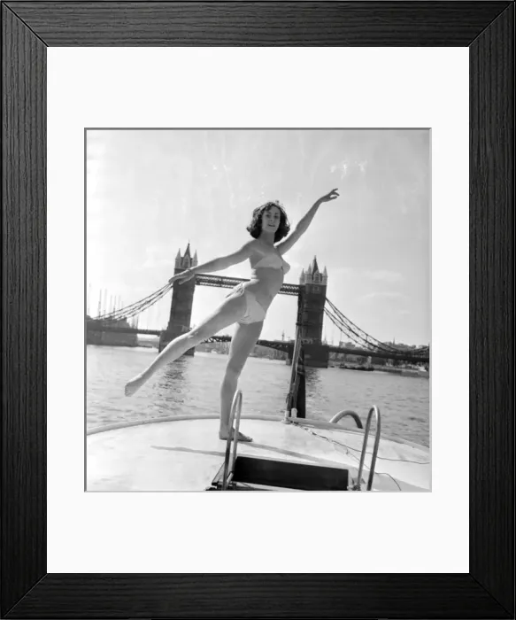 Framed Print : Young woman modelling on a boat Framed Print : Young woman modelling on a boat