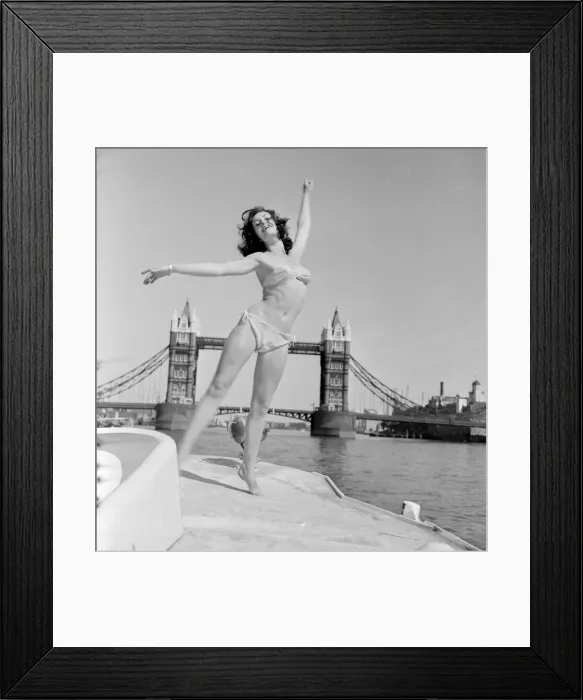 Framed Print : Young woman modelling on a boat Framed Print : Young woman modelling on a boat