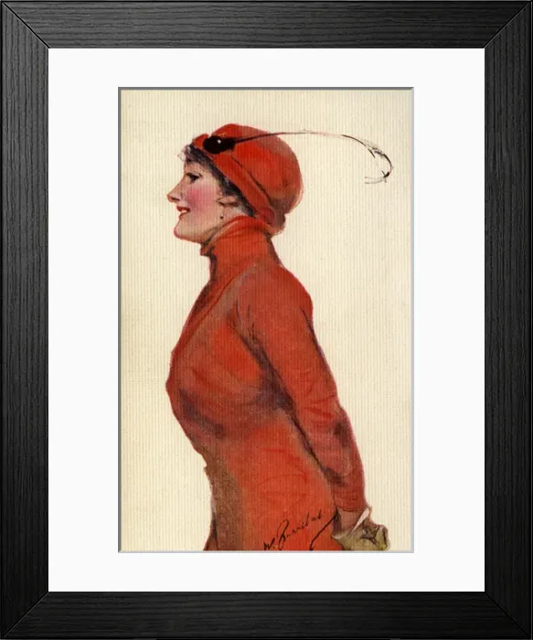 Framed Print : Pretty young woman in red Framed Print : Pretty young woman in red