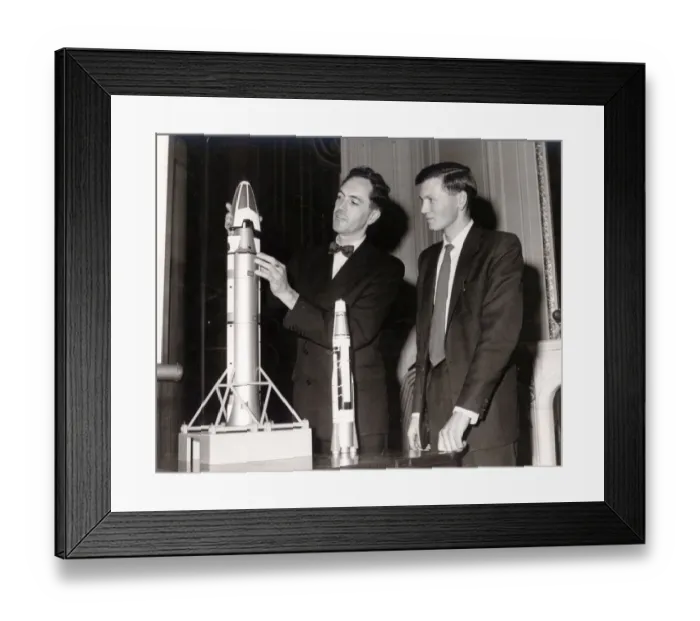 Framed Print : John Allen, left, of the Avro Weapons Research Division, ? Framed Print : John Allen, left, of the Avro Weapons Research Division, ?