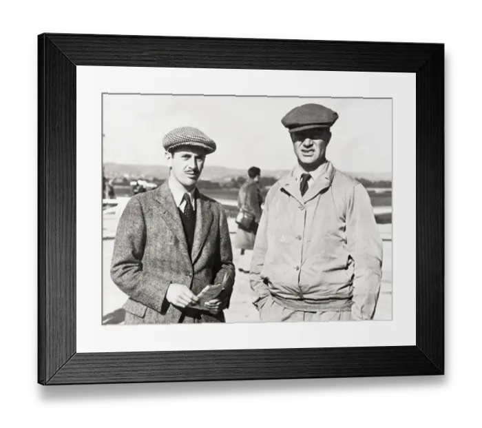 Framed Print : C. W. A. Scott, right, and his co-pilot Giles Guthrie prio? Framed Print : C. W. A. Scott, right, and his co-pilot Giles Guthrie prio?