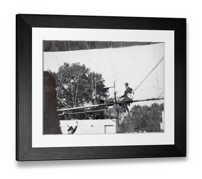 Framed Print : Alberto Santos-Dumont in airship car Framed Print : Alberto Santos-Dumont in airship car