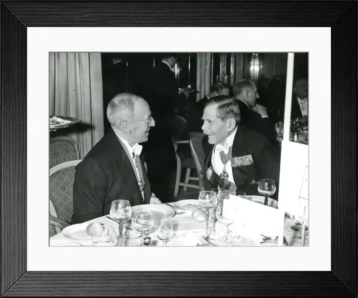Framed Print : Sir William Farren, RAeS President 1953-1954, left, with?