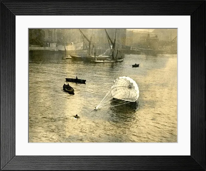Framed Print : Lt Col Orde Lees being dragged through the water after d? Framed Print : Lt Col Orde Lees being dragged through the water after d?