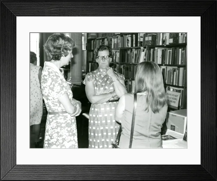 Framed Print : From left: Staff members Jay Wolff and E. C. ?Betty? Pike? Framed Print : From left: Staff members Jay Wolff and E. C. ?Betty? Pike?