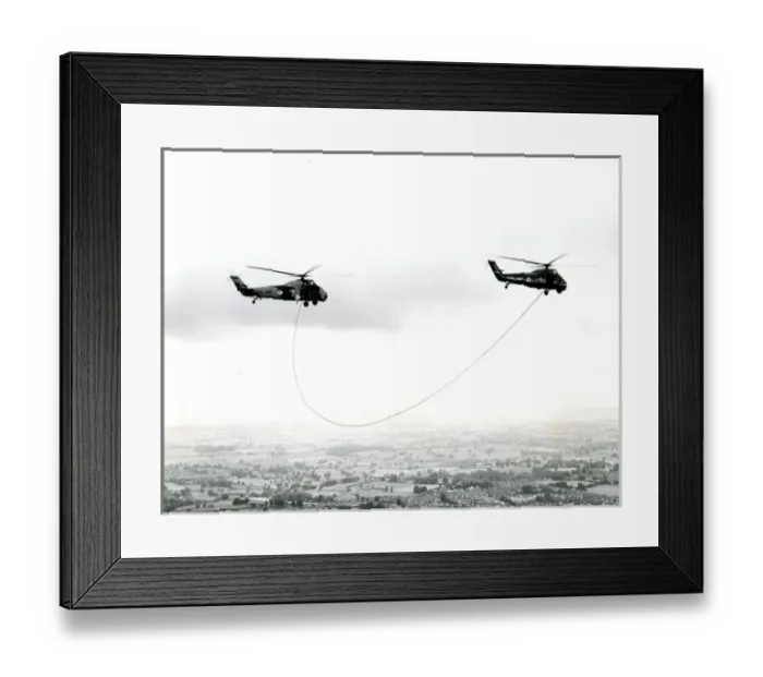 Framed Print : Two Westland Wessex helicopters during inflight refuelling Framed Print : Two Westland Wessex helicopters during inflight refuelling