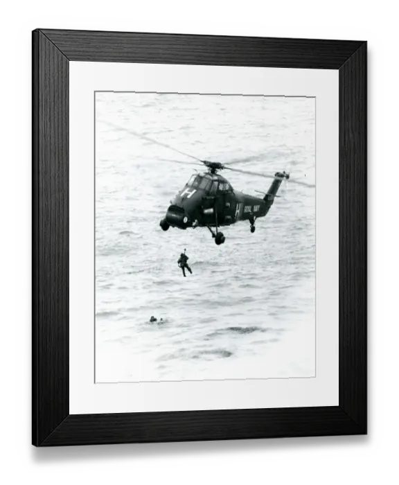 Framed Print : Westland Wessex performs a rescue at sea Framed Print : Westland Wessex performs a rescue at sea
