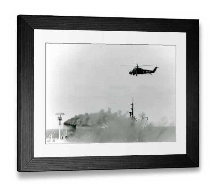 Framed Print : A Westland Wessex from HMS Fearless goes to the aid of t? Framed Print : A Westland Wessex from HMS Fearless goes to the aid of t?