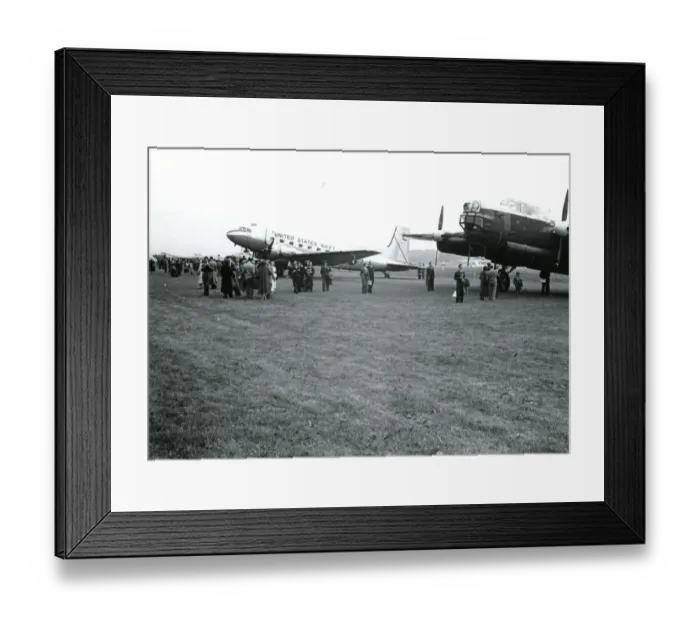 Framed Print : From left: A US Navy Douglas R4D-8 alongside an Avro Lin? Framed Print : From left: A US Navy Douglas R4D-8 alongside an Avro Lin?