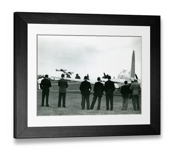 Framed Print : Three Miles Magisters fly past the de Havilland Dove, G-? Framed Print : Three Miles Magisters fly past the de Havilland Dove, G-?