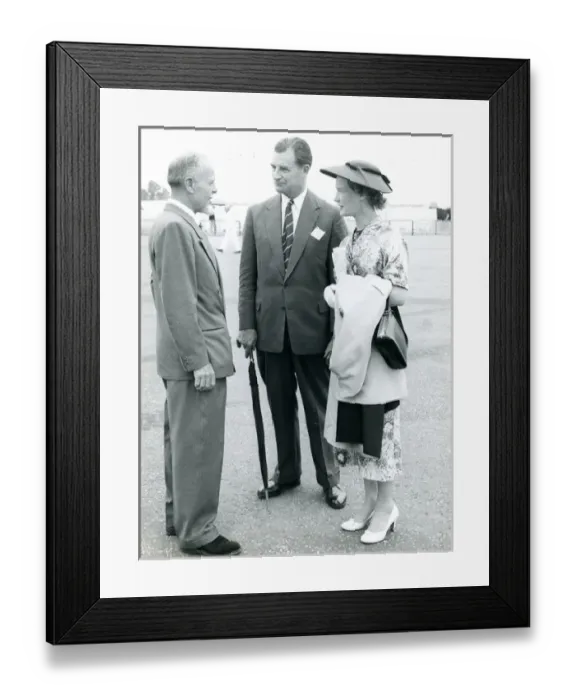 Framed Print : Capt O. P. Jones, left, at the 1956 Royal Aeronautical So? Framed Print : Capt O. P. Jones, left, at the 1956 Royal Aeronautical So?