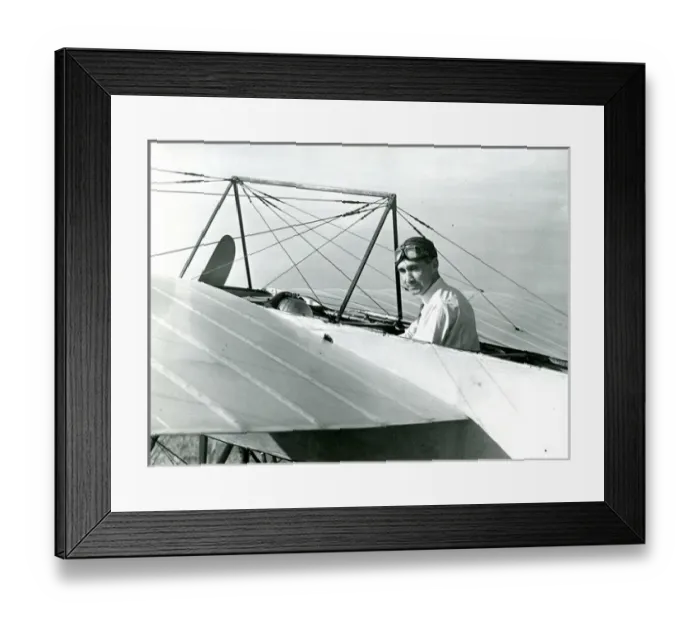 Framed Print : Jeffrey Quill in the cockpit of the Blriot XI of the Sh? Framed Print : Jeffrey Quill in the cockpit of the Blriot XI of the Sh?