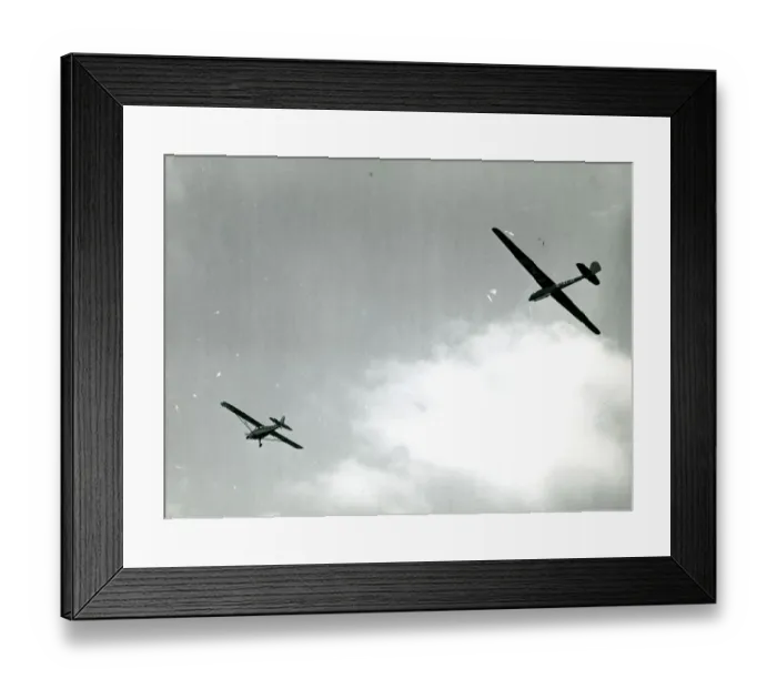 Framed Print : Lorne Welch in Olympia glider G-ALJZ is towed to height ? Framed Print : Lorne Welch in Olympia glider G-ALJZ is towed to height ?
