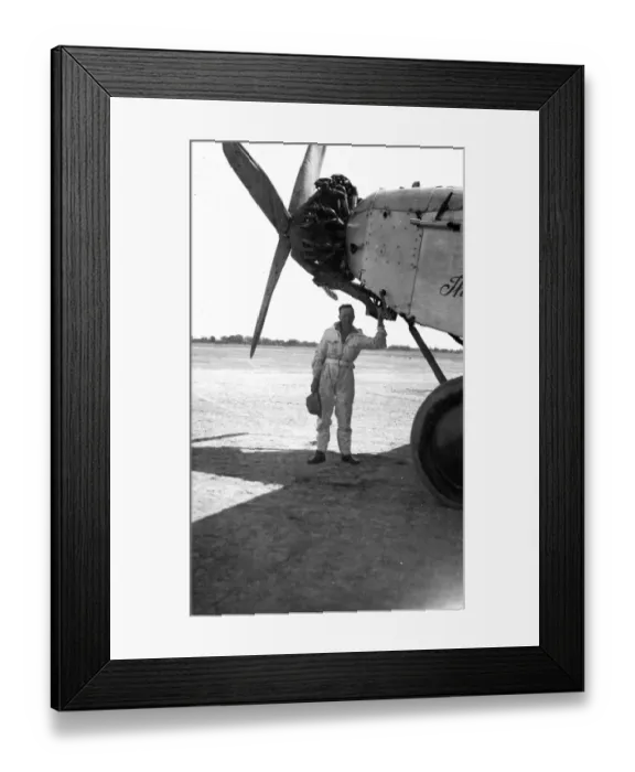 Framed Print : Engineer P. A. F. Hunt in front of Fokker FVII, G-EBTS, Th?