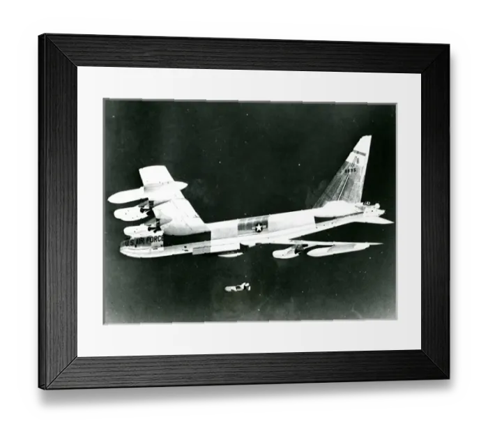 Framed Print : Boeing B-52D Stratofortress, 56-695, releases a McDonnel? Framed Print : Boeing B-52D Stratofortress, 56-695, releases a McDonnel?