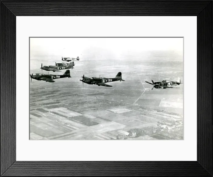 Framed Print : Fairey Balttles and Curtiss Mohawks in formation