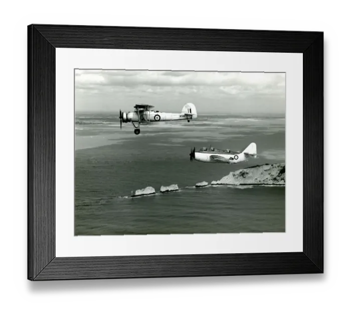 Framed Print : Fairey Swordfish III, NF389, front, and Fairey Gannet AS? Framed Print : Fairey Swordfish III, NF389, front, and Fairey Gannet AS?