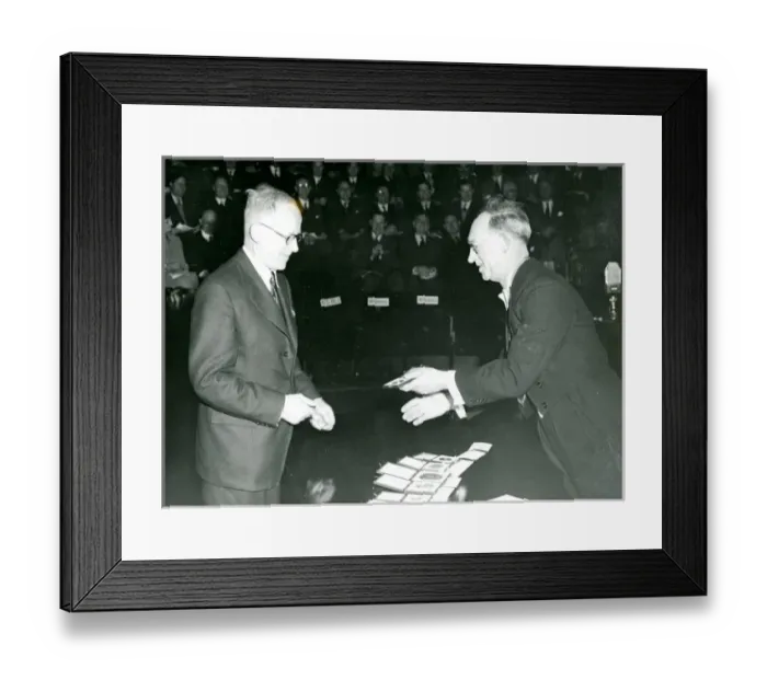 Framed Print : Dr A. A. Griffith (left) receives the Royal Aeronautical ?