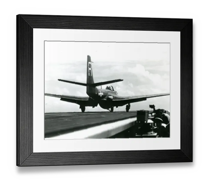 Framed Print : McDonnell FH-1 Phantom lands aboard an aircraft carrier Framed Print : McDonnell FH-1 Phantom lands aboard an aircraft carrier