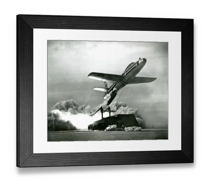 Framed Print : A Republic F-84 Thunderjet is launched from a Martin Air? Framed Print : A Republic F-84 Thunderjet is launched from a Martin Air?