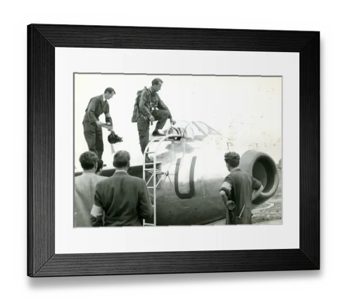 Framed Print : Sqn Ldr Bob Moore climbing into the cockpit of the proto?