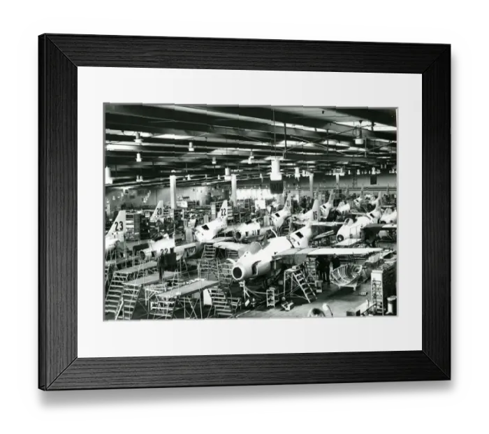 Framed Print : Saab J29 in production at Saab?s Linkping plant Framed Print : Saab J29 in production at Saab?s Linkping plant
