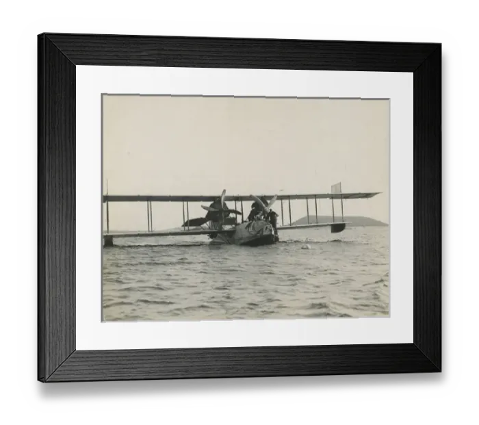 Framed Print : A Curtiss H12 Large America picking up a buoy at RNAS Tr?
