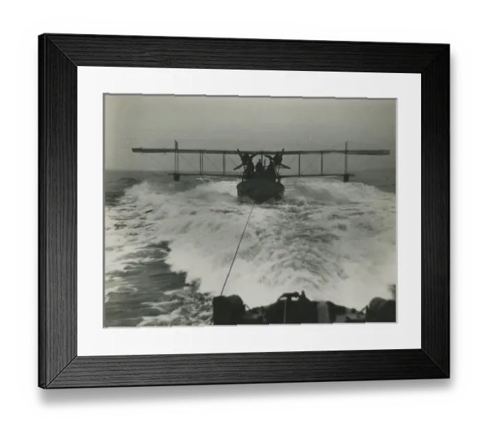 Framed Print : Curtiss H12 Large America on a lighter under tow at sea Framed Print : Curtiss H12 Large America on a lighter under tow at sea