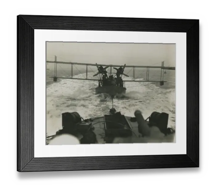 Framed Print : Curtiss H12 Large America on a lighter under tow at sea Framed Print : Curtiss H12 Large America on a lighter under tow at sea