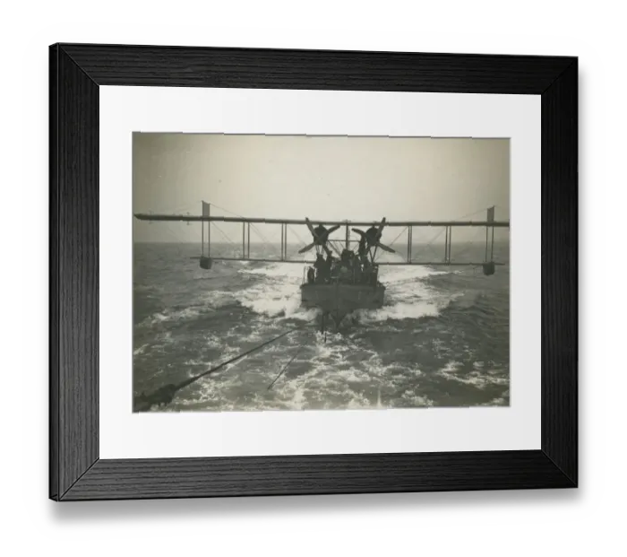 Framed Print : Curtiss H12 Large America on a lighter under tow at sea Framed Print : Curtiss H12 Large America on a lighter under tow at sea