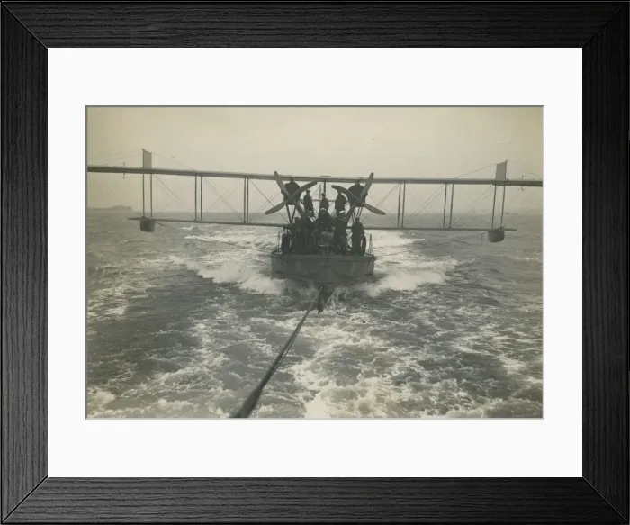 Framed Print : Curtiss H12 Large America on a lighter under tow at sea Framed Print : Curtiss H12 Large America on a lighter under tow at sea